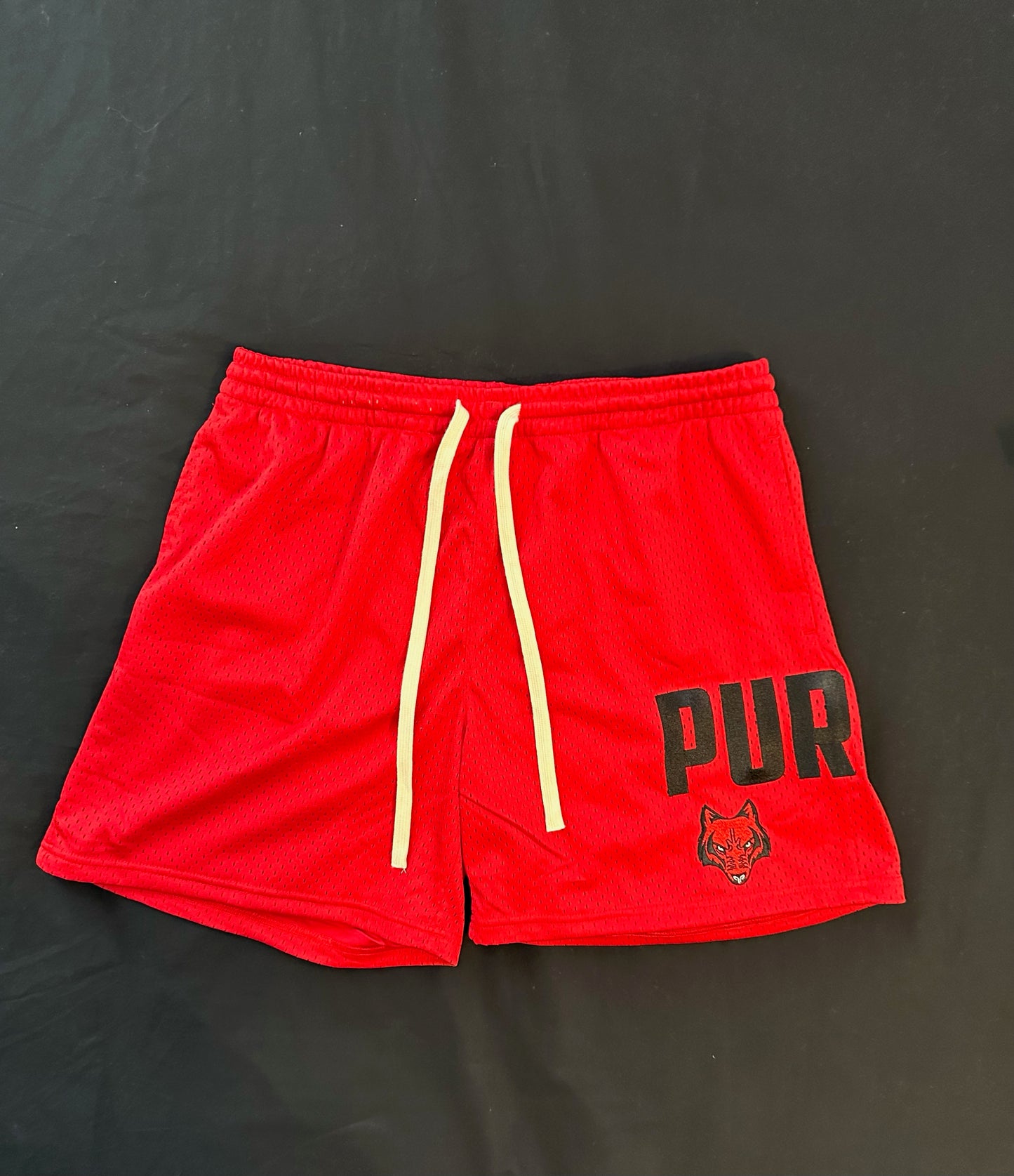 Purew Clothing Red Mesh Shorts