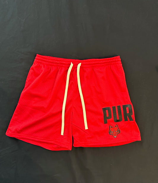 Purew Clothing Red Mesh Shorts