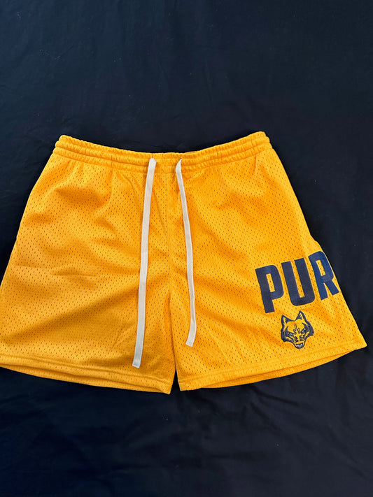 Purew Clothing Yellow Mesh Shorts